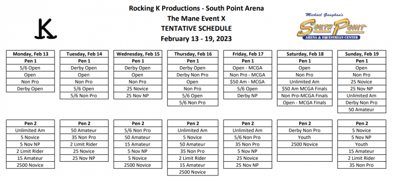 Event Schedule | South Point Cutting